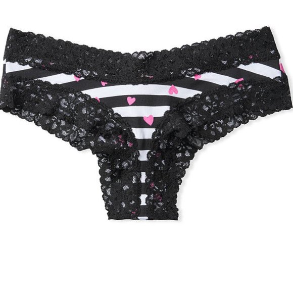 Cheeky VS NWT S Black White Striped W/Hearts - Picture 7 of 10